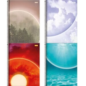 Caderno de 10 Matérias Capa Dura 160 Folhas 4 ELEMENTOS FORONI – Caixa com 4 Unidades